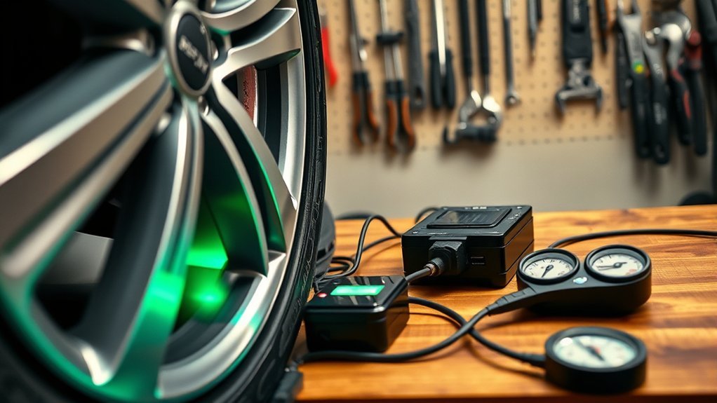 Checking tire inflator gauge accuracy against a master gauge