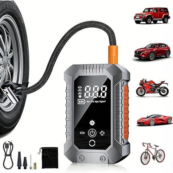 Portable Cordless Tire Inflator with Digital Gauge
