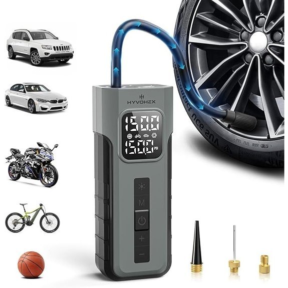 Portable Tire Inflator 150 PSI Cordless Air Compressor
