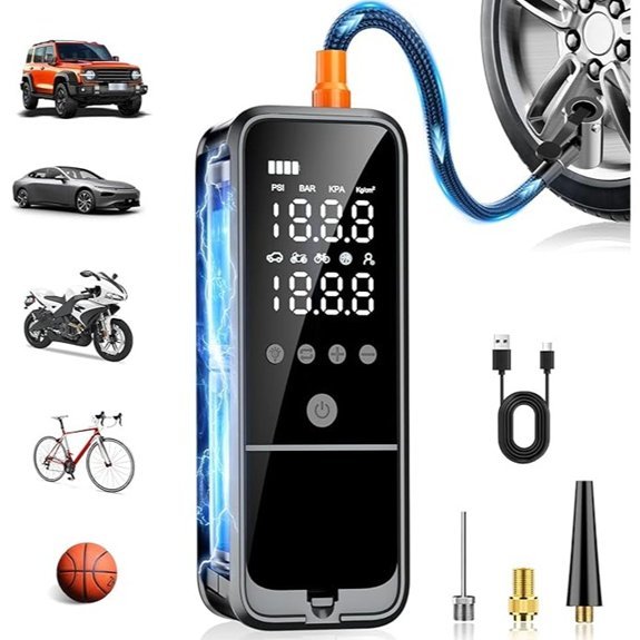 160PSI Portable Cordless Tire Inflator with 6000mAh