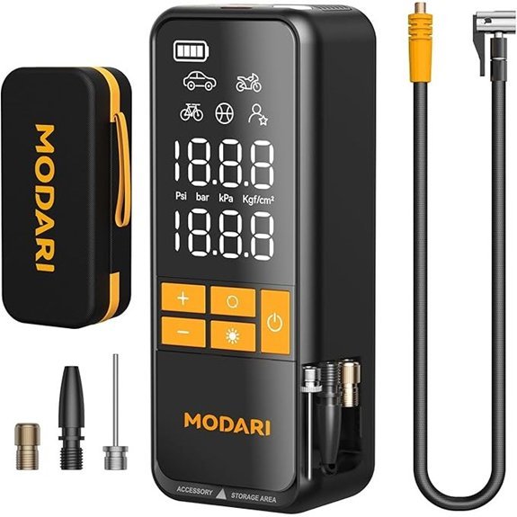 Portable 160 PSI Cordless Tire Inflator (Yellow/Black)