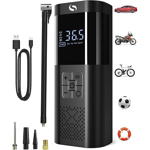 Portable Cordless Tire Inflator Air Compressor with Gauge