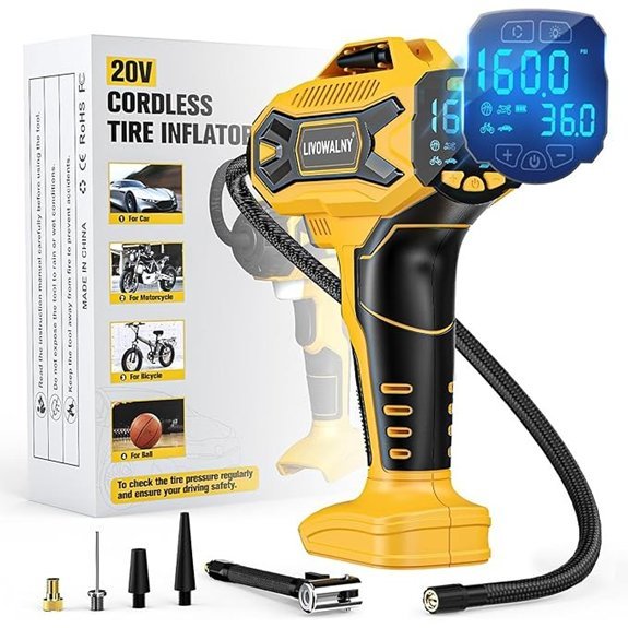 LIVOWALNY Cordless 160 PSI Tire Inflator (No Battery)