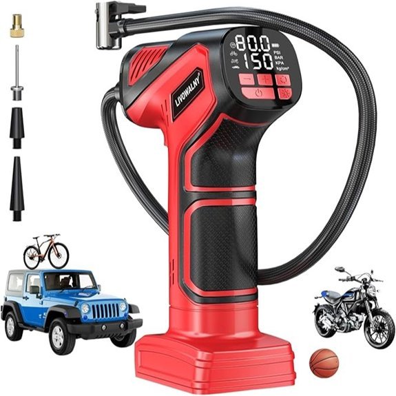 LIVOWALNY Portable 150PSI Cordless Tire Inflator (No Battery)