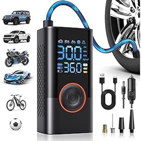 Portable Cordless Tire Inflator with Digital Gauge