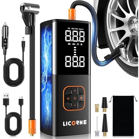 Portable 180PSI Cordless Tire Inflator with Battery