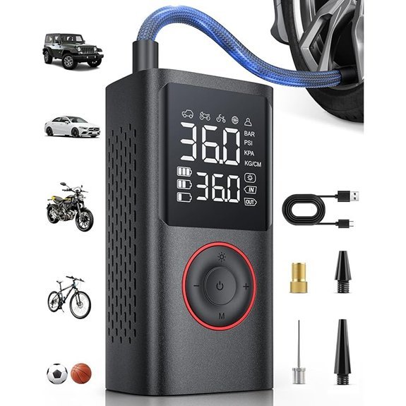Portable 150 PSI Cordless Tire Inflator with LED