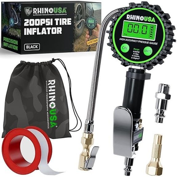 Rhino USA Digital Tire Pressure Gauge with Inflator