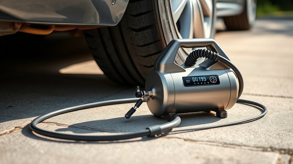 inflate tire with compressor