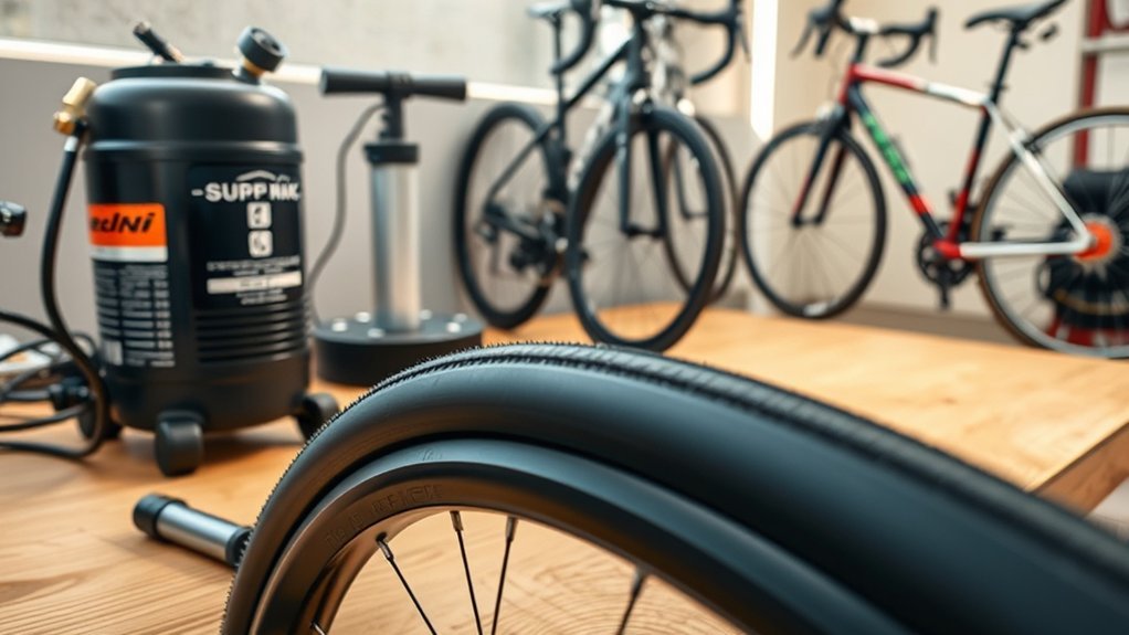 Tubeless bicycle tire pressure guide illustration