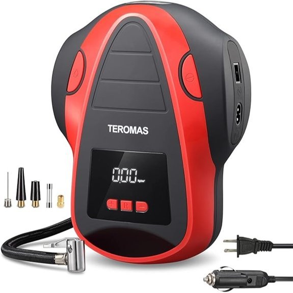 TEROMAS Portable Tire Inflator Air Compressor (Red)