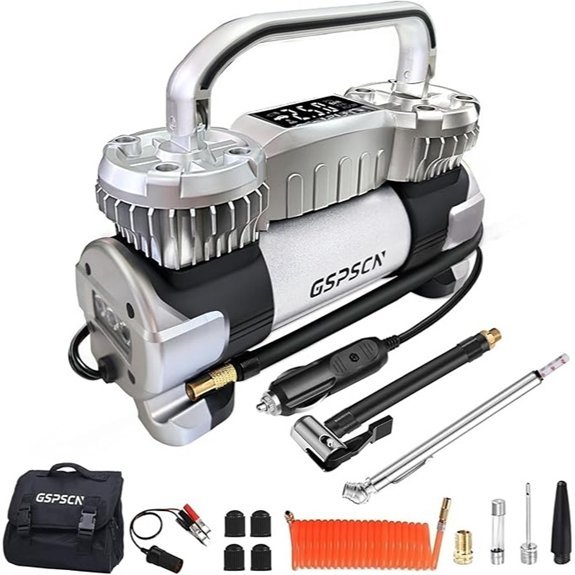 GSPSCN Digital Dual-Cylinder 12V Portable Air Compressor