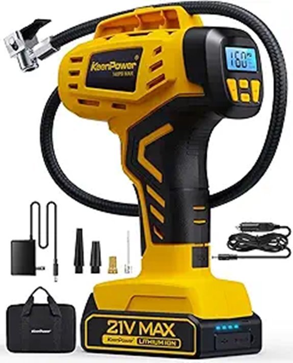 KeenPower 21V Portable Tire Inflator 160PSI Rechargeable