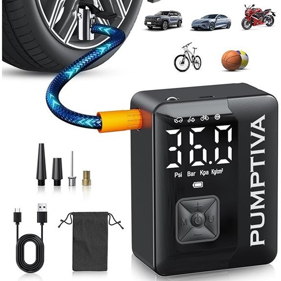 Pumptiva Portable Tire Inflator Air Compressor (Black)