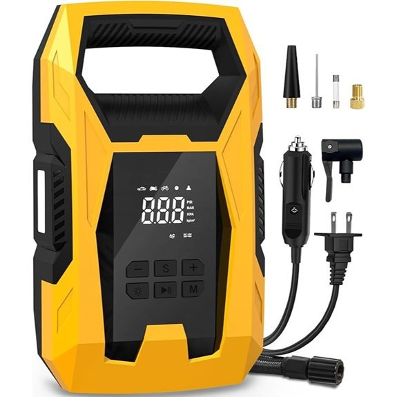 CARSUN Dual-Power Portable Tire Inflator with Gauge