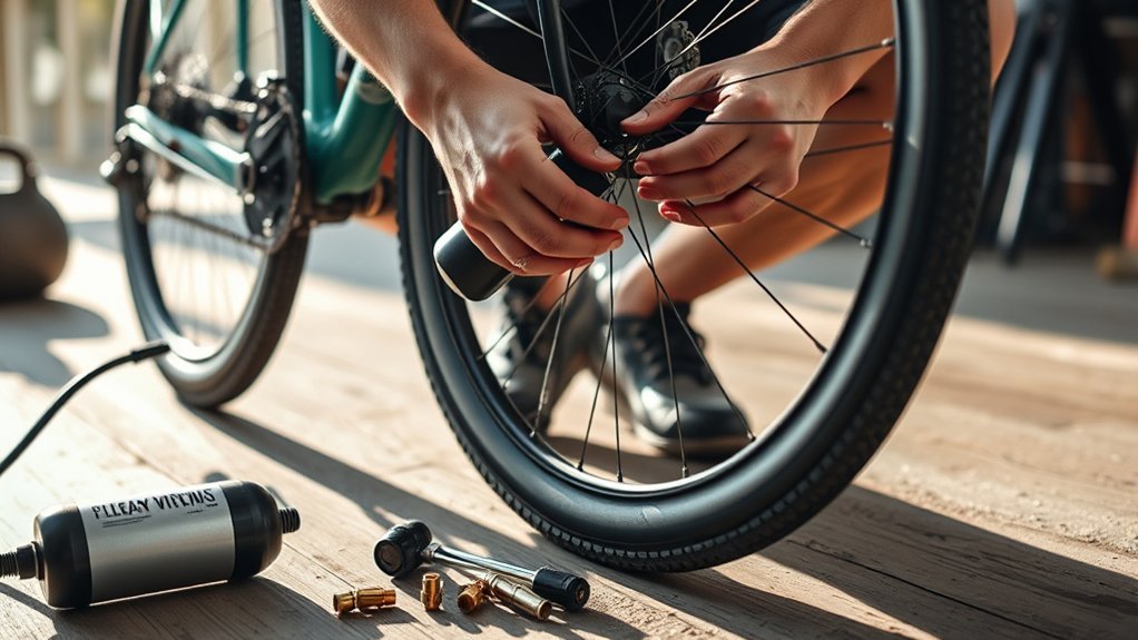 Seat a tubeless tire bead on a bicycle rim