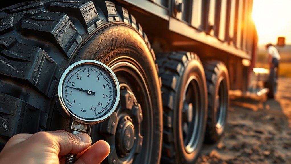 Checking tire pressure before towing