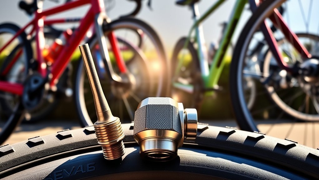 Cyclist inflating tire on a gravel bike