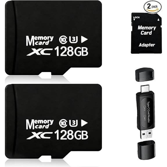 2-Pack 128GB MicroSDXC Memory Cards with Adapter