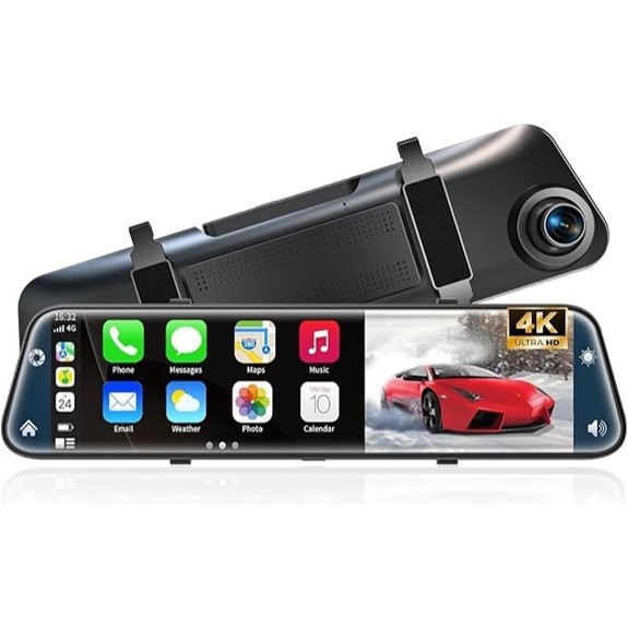 12 4K Rear View Mirror Dash Cam with CarPlay