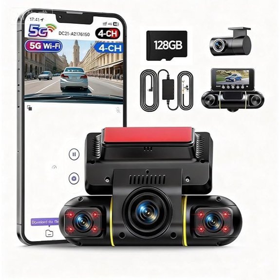 LAMTTO 360 Degree View 4 Channel Dash Cam