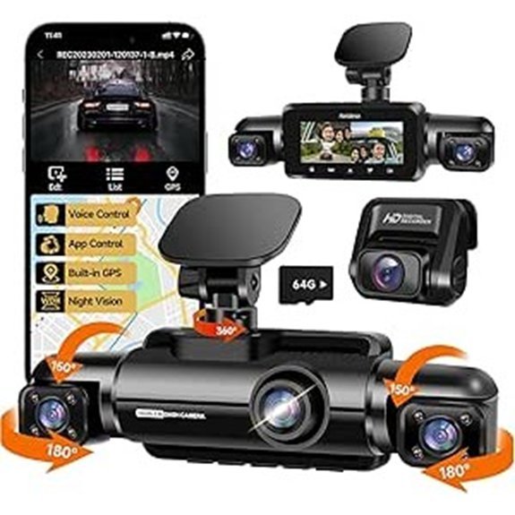 360° 4-Channel Dash Cam with Front/Rear 2K