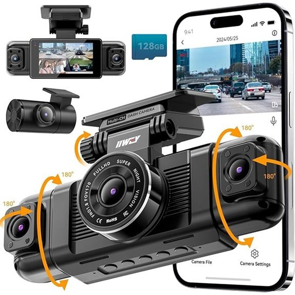 IIWEY N5 360° 4-Channel Dash Cam with 128GB