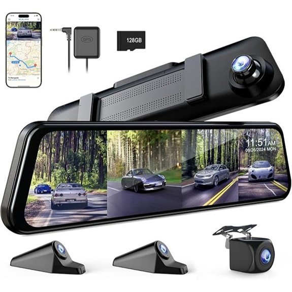 360° 4-Channel Mirror Dash Cam with GPS