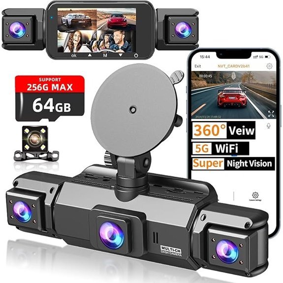 4 Channel Dash Cam with 360° View and Night Vision