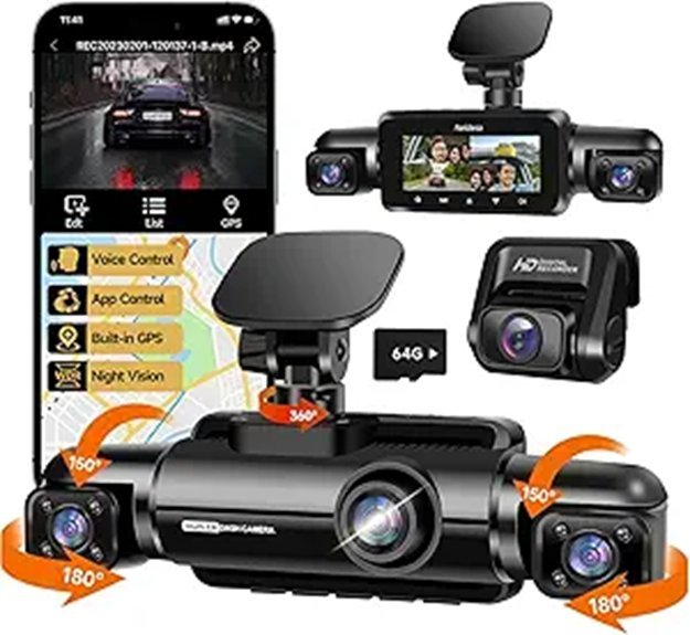 360° Dash Cam with Night Vision and GPS