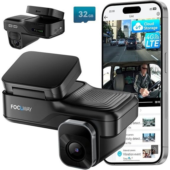 Dash Cam Front Inside with 4G LTE Security