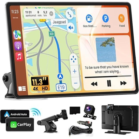 Portable Apple Carplay Screen with 4K Dash Cam