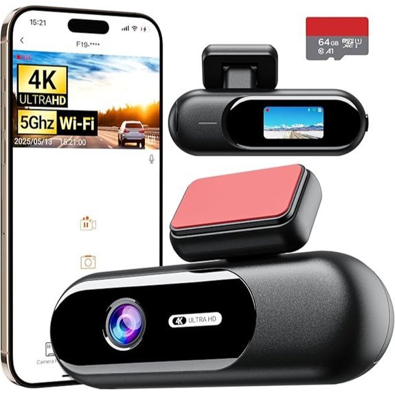 4K Dash Cam with 5G WiFi and 64GB Card