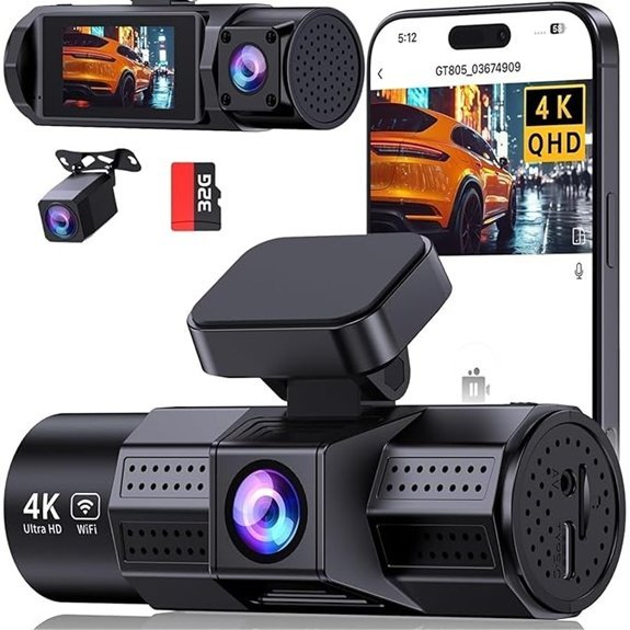 4K 3-Channel Dash Cam with Wi‑Fi & Parking Mode