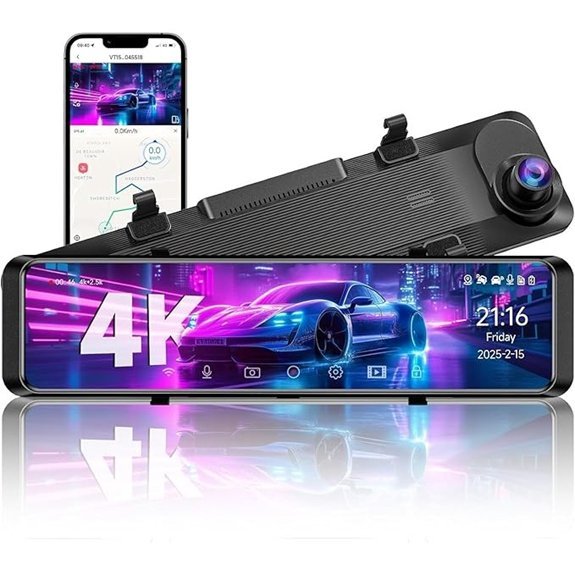 4K Rear View Mirror Dash Cam with Backup Camera