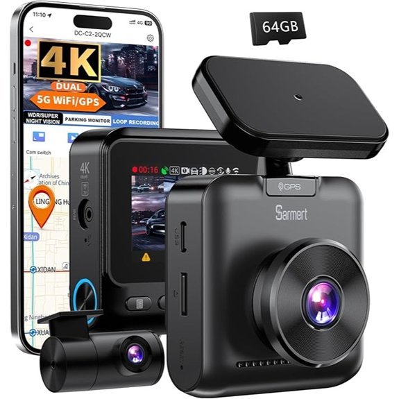 Sarmert C2 4K Dual Front & Rear Dash Cam