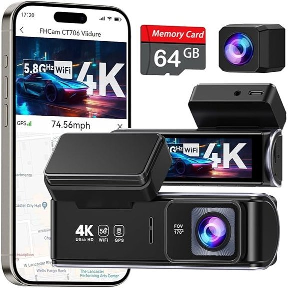 UVVlO 4K/2K Dual Dash Cam with GPS and WiFi