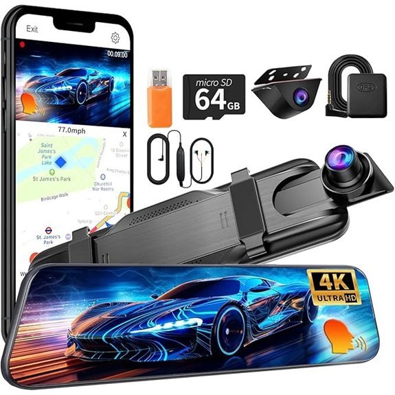 Mirror Dual Dash Camera 4K+2.5K with WiFi GPS