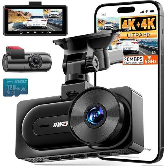 IIWEY 4K Dash Cam Front and Rear with GPS