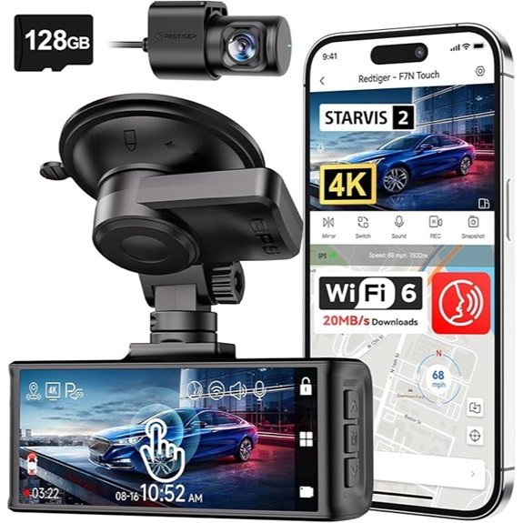 REDTIGER 4K Dash Cam Front and Rear (F7N Touch)