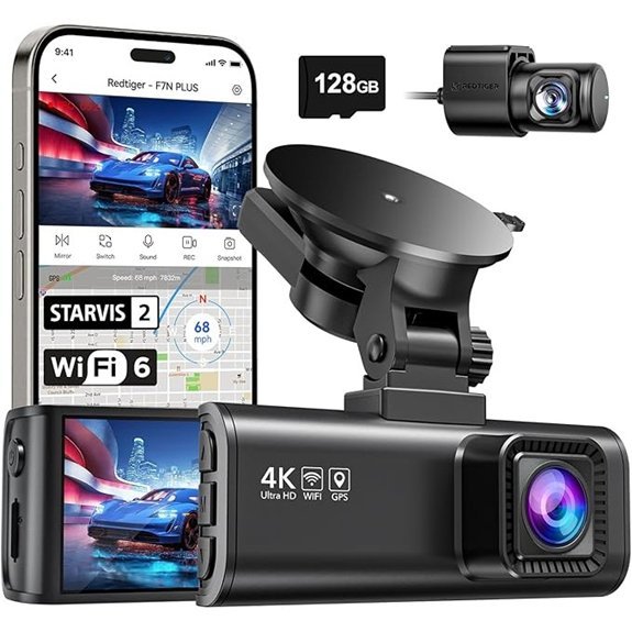 REDTIGER 4K Dash Cam Front and Rear (F7NP)