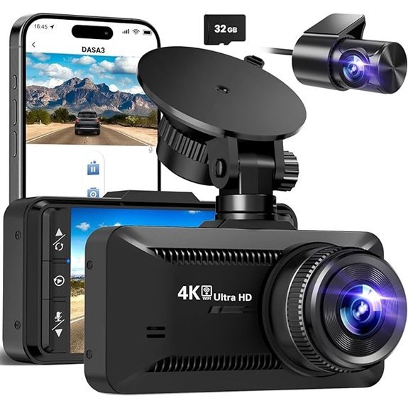 Dash Cam Front and Rear 4K/1080P with WiFi