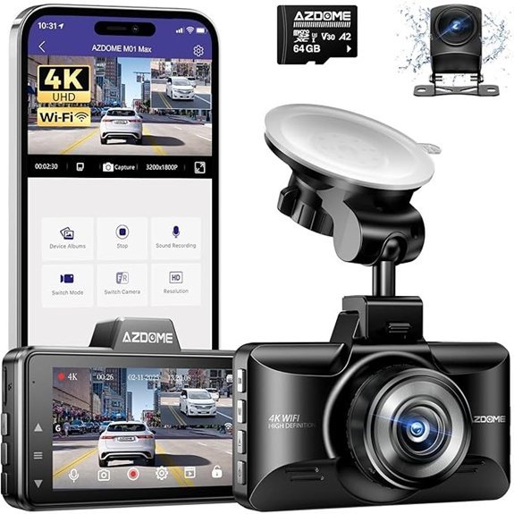 AZDOME M01 Max 4K Dash Cam Front and Rear