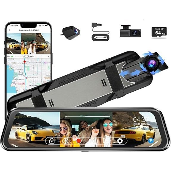 3-Channel Mirror Dash Camera with 4K Front