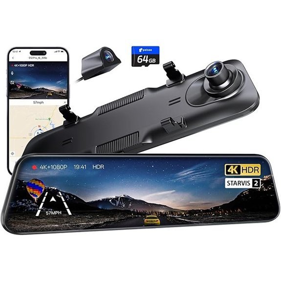 Pelsee S12 Pro Mirror Dash Cam with 4K Front