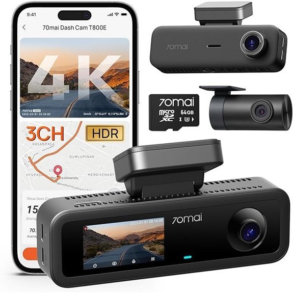 70mai 4K Dash Cam with GPS and Wi-Fi 6