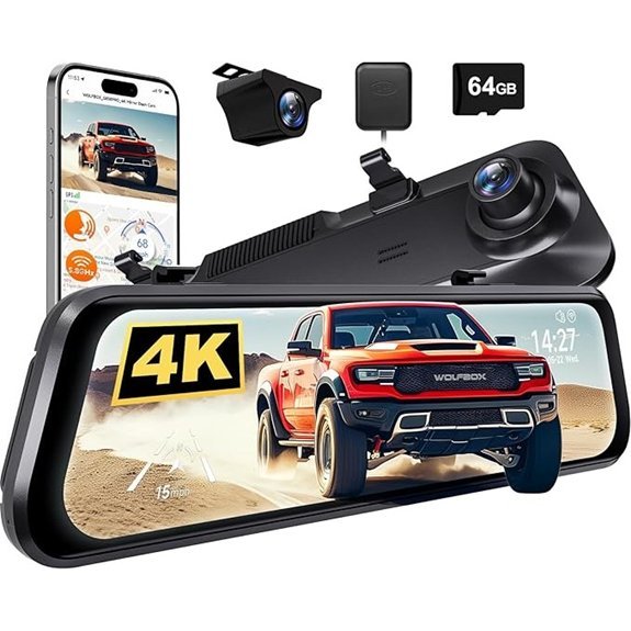 WOLFBOX G850 PRO 4K Mirror Dash Cam