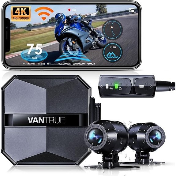 Vantrue F1 Motorcycle 4K Dash Cam Front and Rear