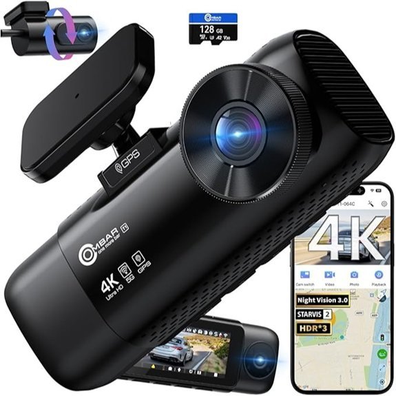 OMBAR T1 4K Triple Channel Dash Cam (With 128GB)