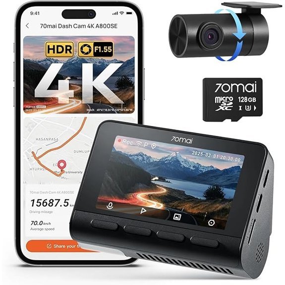 70mai 4K Dash Cam with Wi-Fi and GPS (A800SE)